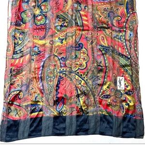 YVES SAINT LAURENT Silk 170cm Scarf Paisley. Authentic